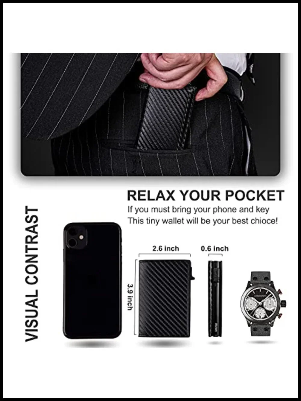 Slim RFID Blocking Magnetic Card Holder Men Wallet 8 Card Capacity Faux Leather